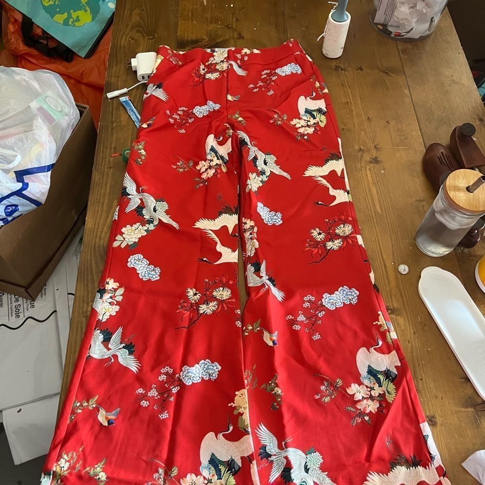 Rara Avis by Iris Apfel Red Floral Wide Leg Pants - Red - Picture 2 of 7